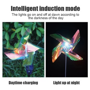 Nouvelles lampes solaires LED à 4 pales en forme de moulin à vent, lumières décoratives d'extérieur étanches pour pelouse, cour et jardin - Product Image 4