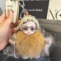 Porte-clés de voiture en peluche douce et légère, motif renard de dessin animé fait main, pendentif de sac à dos, cadeau pour couple