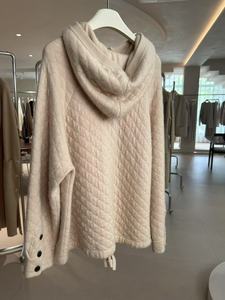 <b>Women's</b> Classic Open <b>Cardigan</b> Wool/Cashmere Anti-Wrinkle Breathable Cozy Knit Design <b>Hooded</b> Casual Style Versatile Styling Front - Product Image 4