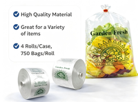 Sacs personnalisés transparents en PE pour produits frais, recyclables, réutilisables, épaissis, pour stockage alimentaire, emballage de produits frais, avec soufflet latéral pour supermarché