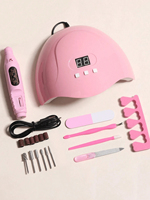Kit professionnel 7-en-1 de perceuse à ongles électrique USB rechargeable en plastique avec moteur sans balais et séchoir UV pour nail art