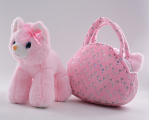 Bolso de Mano de Felpa Suave para Niña, 18 cm, Pequeño y Bonito, con <span class=keywords><strong>Ojos</strong></span> <span class=keywords><strong>Brillantes</strong></span>, Juguete de Gato de Peluche Rosa - Product Image 3
