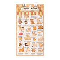 2 feuilles par paquet d'autocollants en PET, série Chat Cookie, autocollants créatifs imperméables pour projets de bricolage et bullet journal pour enfants