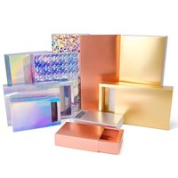 Boîtes cadeaux personnalisables en carton rigide, écologiques, recyclées, gaufrées, holographiques, épaisseur 2 mm, avec tiroir coulissant