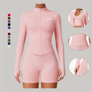 Chaqueta Deportiva de Secado Rápido con Cierre, Chaqueta Ajustada <span class=keywords><strong>para</strong></span> Entrenamiento, Running, Fitness, Yoga, <span class=keywords><strong>Ropa</strong></span> de <span class=keywords><strong>Gimnasio</strong></span> <span class=keywords><strong>para</strong></span> Mujer - Product Image 1