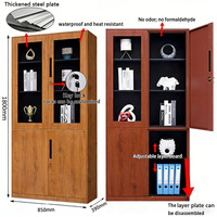 Lemari Arsip Baja Modern dengan Pintu Kaca dan Logam, Furnitur Kantor yang Dapat Disesuaikan untuk Sekolah, Bengkel, Gudang