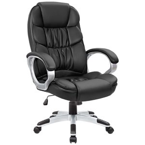 Fauteuil de <span class=keywords><strong>bureau</strong></span> Boss confortable pour la maison, idéal pour les longues sessions, avec dossier inclinable en cuir, base à cinq étoiles et <span class=keywords><strong>roulettes</strong></span> - Product Image 1