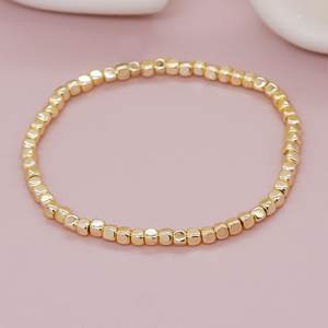 Go2boho Square Hematite Stone <strong>Bracelets</strong> Golden Beaded <strong>Stacking</strong> Elastic Stretch Handmade Fashion Unisex Jewelry Hawaii Trendy - Product Image 5