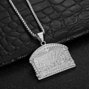 Collar <span class=keywords><strong>de</strong></span> Acero Inoxidable con Colgante <span class=keywords><strong>de</strong></span> <span class=keywords><strong>la</strong></span> Última Cena, Cruz <span class=keywords><strong>de</strong></span> Jesús, Joyería Cristiana <span class=keywords><strong>de</strong></span> Moda Hip Hop, Venta al por Mayor para Hombres y Mujeres - Product Image 3
