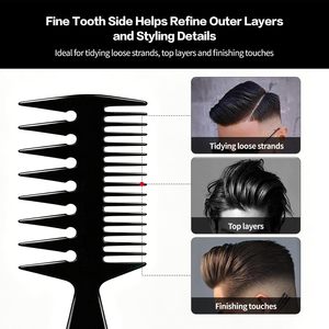 Peigne de coiffure antistatique en plastique personnalisé en gros, peigne 3 en 1 pour hommes, peigne de coiffure de haute qualité, peigne de barbier pour la coupe des cheveux - Product Image 5