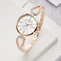 Jam Tangan Wanita SINOBI Terbaru dengan Mesin SEIKO, Mewah, Berlapis Emas, Set Gelang Quartz