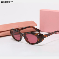 Lunettes de soleil ovales œil de chat inspirées des créateurs, unisexes, monture en métal + PC de luxe, miroir UV400, haute qualité, style vintage rétro, lunettes de soleil tendance
