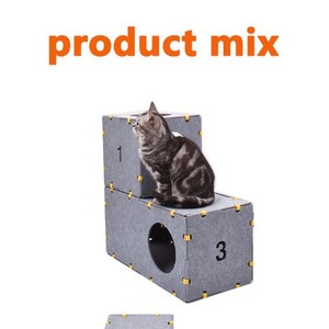 Cama para mascotas de fieltro de goma de lujo, tienda de campaña para gatos, casa para gatitos con cojín para uso en interiores y exteriores - Product Image 4
