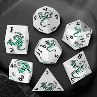7 Buah Set Dadu DND Logam Padat Paduan Seng 16Mm Polihedral Naga untuk Permainan Meja D&D Hadiah Edukasi
