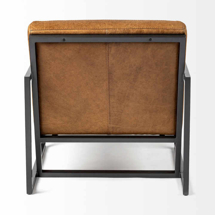 HMS 32\" Brown and Black Faux Leather Distressed Arm Chair for Living Room