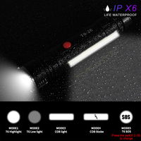 T6 COB lumière latérale Zoomable étanche queue aimant stylo clip rechargeable usb led tactique torche lumière lanterne lampe de poche extérieure