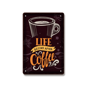 โปสเตอร์บิสโทรฝรั่งเศสป้องกันรังสี UV ป้ายโลหะสำหรับร้านกาแฟแบบย้อนยุคตามสั่ง