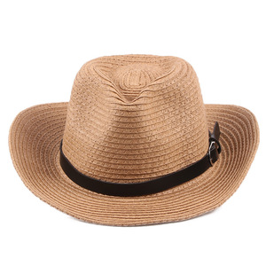 Sombrero de Paja Hecho a Mano SOLPOP para Niños y Adultos, Estilo Vaquero, Plegable, para Playa, con Cinturón - Product Image 5