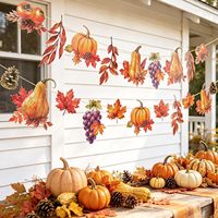 Décorations de bannière de récolte d'automne, bannière d'automne avec citrouilles, feuilles d'érable, fruits de la récolte, pour cheminées, jardin, anniversaire