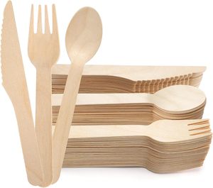 Fourchettes, cuillères et couteaux jetables - 100% biodégradables, imperméables et résistants à l'huile pour restaurants - Product Image 1