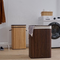 Bon choix couvercle élégant Design carré en bambou pliable vêtements stockage panier à linge paniers avec couvercle et poignées