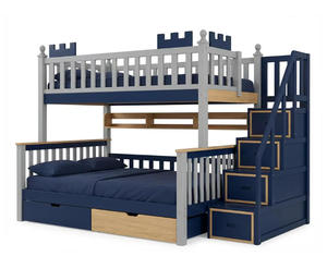 <span class=keywords><strong>Lit</strong></span> superposé design château double sur double avec escalier de rangement et <span class=keywords><strong>lit</strong></span> <span class=keywords><strong>gigogne</strong></span>, <span class=keywords><strong>lit</strong></span> superposé en bois massif pour enfants avec tiroirs et étagères pour garçons - Product Image 4