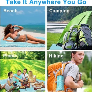 ผ้าห่มชายหาด Woqi ขนาดใหญ่พิเศษ 79x83 นิ้ว กันทราย กันน้ำ รูปทรงสี่เหลี่ยมผืนผ้า สำหรับปิกนิก ตั้งแคมป์ ท่องเที่ยว และกิจกรรมกลางแจ้ง - Product Image 4