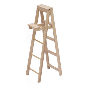 1:12 casa de muñecas biblioteca sala de estudio escalera plegable Mini casa escaleras de madera escalera de paso en miniatura - Product Image 5