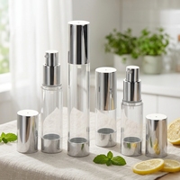 Emballage cosmétique de luxe 10ml 15ml 20ml 30ml Bouteilles en plastique argentées de crème pour le visage de crème pour les yeux Bouteille à pompe de sérum sans air rechargeable