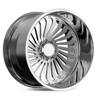 Velg Truk Tempa Custom Polished Deep Concave 20X12 22X12 24X14 28X16 dengan Floating Cap 6X139.7 8X165.1 untuk Sierra 1500