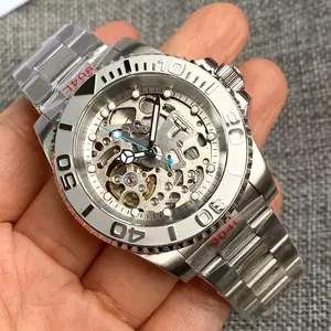 NH70A çelik otomatik izle erkekler için orijinal İzle Reloj Hombr içi boş Diver İzle 200m su geçirmez mavi ikinci el 904L kayış