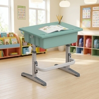 Bureau d'école réglable en hauteur pour enfants, personnalisé, avec cadre en métal, table d'écriture avec compartiment de rangement pour la salle de classe