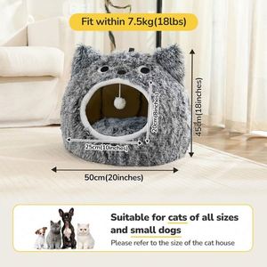 Échantillon Gratuit Lit pour Chat, Lits pour Chats d'Intérieur Lavables, Niche Chaude et Mignonne pour Chat, Grande Niche pour Chat et Chien, Lit pour Chat Douillet en Peluche avec Capuche - Product Image 4