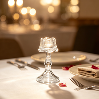 Décoration de table de mariage, porte-bougie en verre transparent en forme de lampe vintage