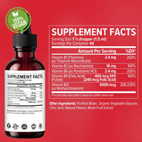 Gouttes buvables de vitamines B12 et B6 pour adultes, marque privée OEM, 60 ml, stimulant immunitaire, multivitamines, minéraux, supplément énergétique