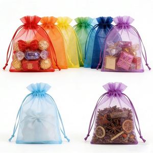 Fournisseur d'usine en gros, petit sac cadeau, pochette en organza noir transparente avec cordon de serrage et poignée, emballage, impression Chine Zhejiang - Product Image 4
