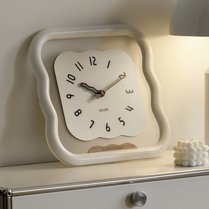 Wozoom <b>Wall</b> <b>Clock</b> Cream Irregular Shape <b>Silent</b> Battery Powered Modern Minimalist Artistic Home Decor - Product Image 1