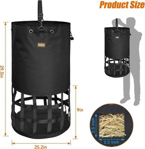 Muestra gratuita de bolsa para heno para caballos, comedero lento para caballo/burro/cabra, nailon premium 1680D, fácil de llenar - Product Image 2