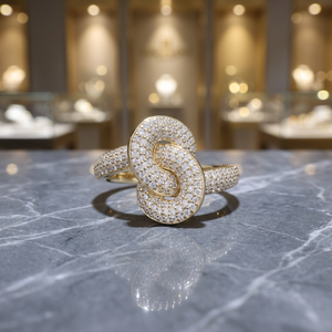 Women's 14K Yellow Gold Classic Interlocking <b>Circle</b> <b>Ring</b> Fully Encrusted Natural Brilliant Cut Diamonds Engagement Party - Product Image 3