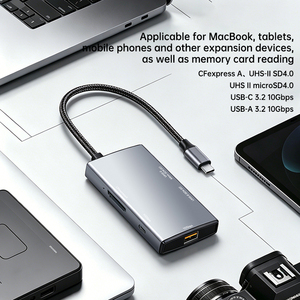 Lector de Tarjetas de Triple Ranura USB 3.2 Gen 2 de 10 Gbps <span class=keywords><strong>para</strong></span> CFexpress Tipo A, SD 4.0, MicroSD 4.0 con <span class=keywords><strong>Carcasa</strong></span> de Aluminio y Soporte OTG - Product Image 5