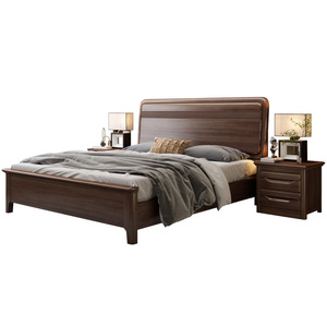 Lit de rangement en bois massif noyer, style moderne et minimaliste, lit double, mobilier de chambre principale, 2026, pour adultes et personnes âgées - Product Image 4