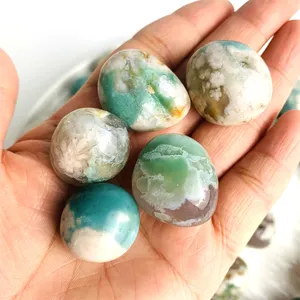 Wholesale Bulk Healing Stones Pink And Green Flower Agate Tumbled Stone For Decoration Gifts