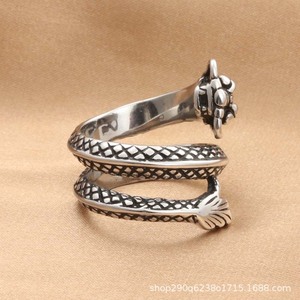 Dragon <b>Ring</b> Silver Men's Fashion Jewelry Animal Shape Punk Style Stainless Steel <b>Ring</b> Gift Occasion - Product Image 5