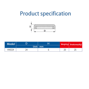Potente imán D24 * 6Mm forma de olla súper magnética hebilla magnética imán de neodimio monopolo círculo N52 - Product Image 2