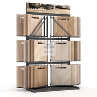 Présentoir moderne à ailes pour échantillons de carrelage, pierre, quartz et marbre, avec panneaux métalliques personnalisables