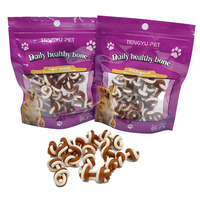 Friandises pour chiens en bâtonnets de bœuf noués bicolores, riches en protéines, sans céréales, pour la santé intestinale sensible et les soins bucco-dentaires
