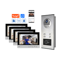 ID-kaart ontgrendeling voor 3 appartementen WiFi video deurbelcamera met 9 inch monitor multi-appartement video deurtelefoon intercomsysteem