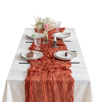 Chemin de table en polyester plissé style européen, effet froissé, en mousseline de Bali, tressé, pour décoration de mariage et de fête, bohème, personnalisable, uni