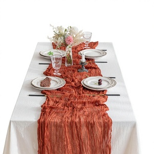 Camino de Mesa de Poliéster Trenzado Estilo Europeo con Pliegues de Chifón Bali, Decoración para Bodas y Fiestas, Bohemio, Personalizable, Color Sólido - Product Image 1