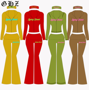 2025 personalizzato inverno in tinta unita ricamato abbigliamento lungo completo giacca con Zip pieghevole pantaloni svasati donna 2 pezzi Casual Set Yoga Loungewear - Product Image 1